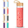 Hot Sale High Quality Borosilicate Bamboo Lid Glass Water Bottle with Silicone Sleeve